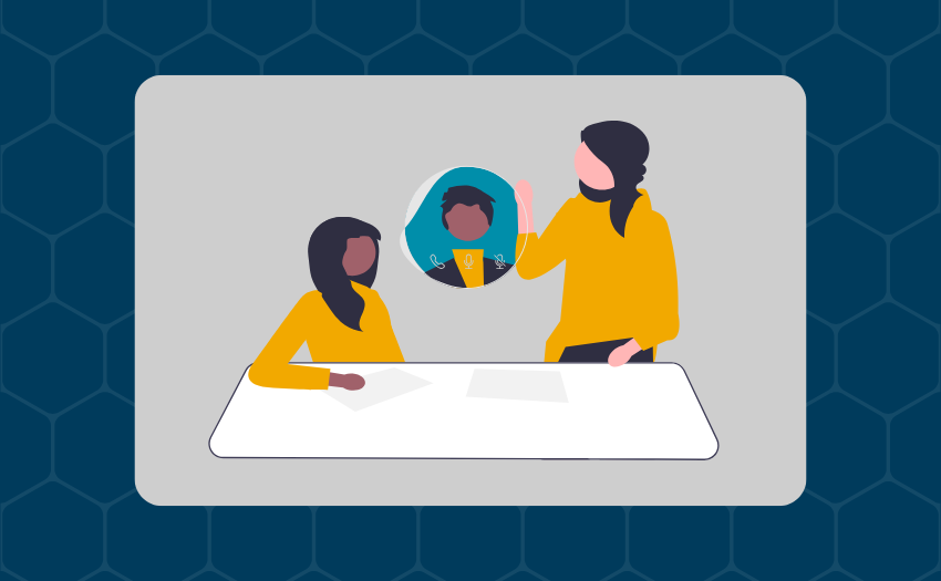 Team members engaging a stakeholder on a virtual call.