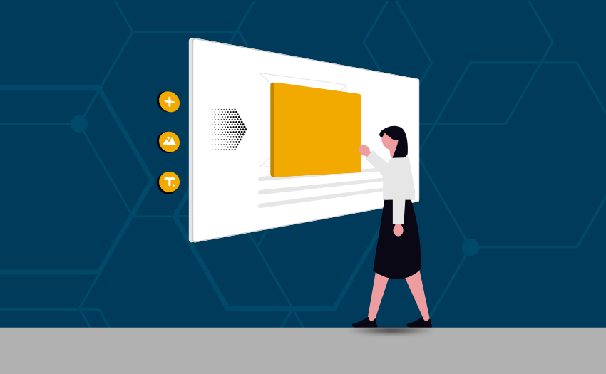 Illustration of a course creator customizing digital course material.