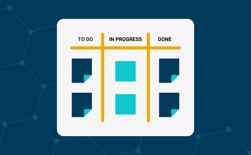 Simplified Kanban board with columns labeled “To Do,” “In Progress,” and “Done,” illustrating a visual workflow management system.